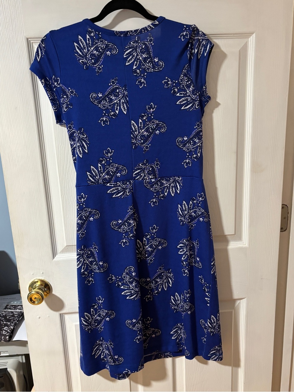 T by Talbots Royal Blue Paisley Wrap Midi Dress S - Picture 4 of 9